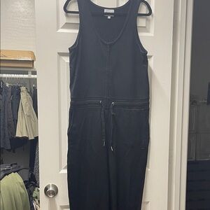 Black Sleeveless Zip-Front Jumpsuit